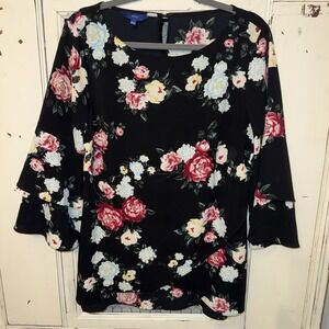 Apt. 9 Women's Floral Print Bell Sleeve Top Size Large